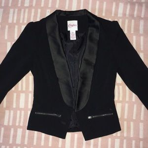 CANDIE’S Black Blazer with Satin Finish Collar